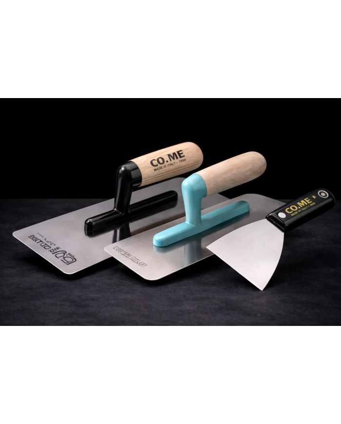 Kit outils enduit CO.ME – truelles inox + grattoir 120 mm