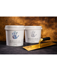 Kit enduit métal nacré – Kristal + Metallica oro + platoir CO.ME