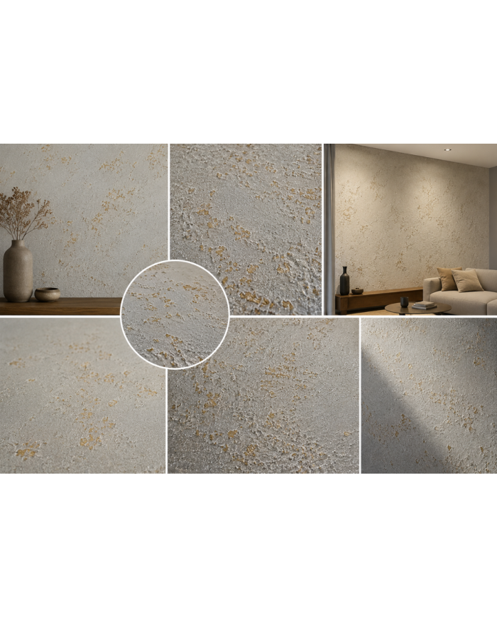 Kit enduit métal nacré – Kristal + Metallica oro + platoir CO.ME