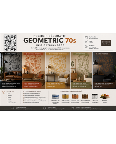 Pochoir décoratif Geometric 70s | Motif rétro | Citran