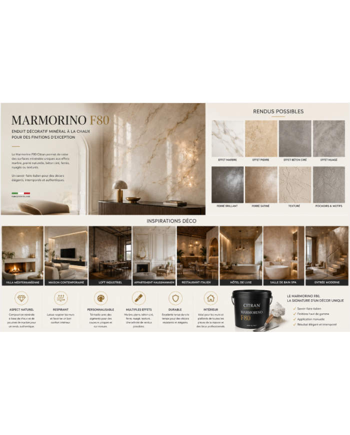 Marmorino F80 – Enduit décoratif minéral à la chaux