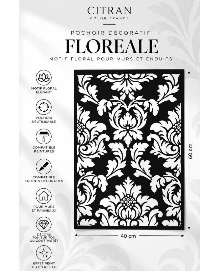 Pochoir Floreale 60x40 cm – Motif floral mural