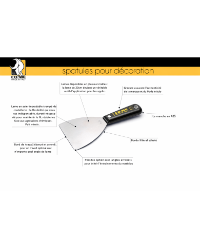 Grattoir CO.ME acier carbone 120 mm – manche bois professionnel